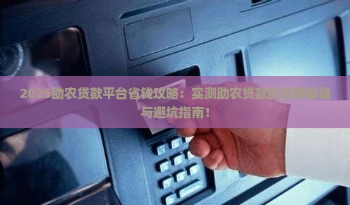 助农贷款平台的优点