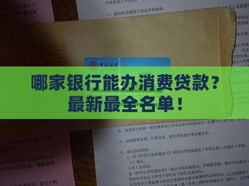 哪家银行能办消费贷款