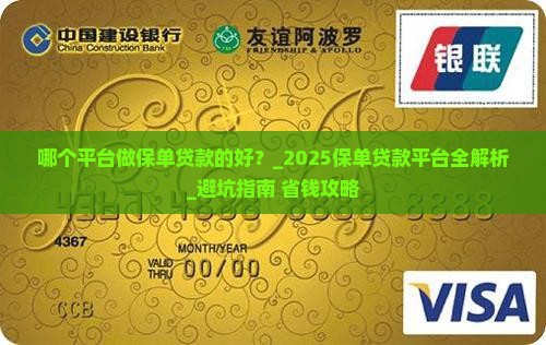 哪个平台做保单贷款的好