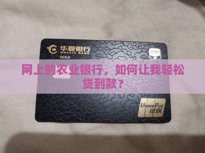 网上的农业银行，如何让我轻松贷到款？