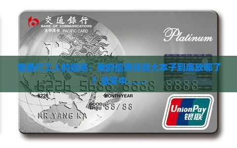 普通打工人的疑惑：我的信用贷款大本子到底放哪了？急哭中……