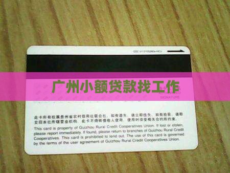 广州小额贷款找工作