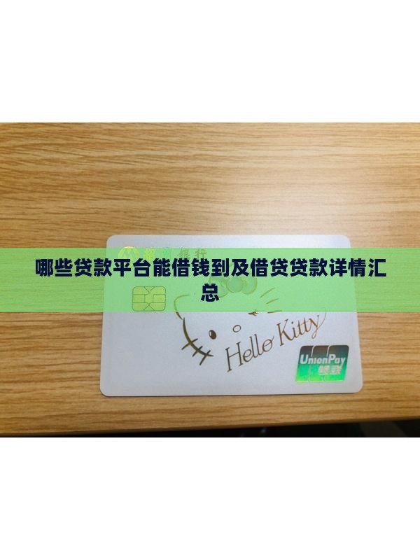 哪些贷款平台能借钱到及借贷贷款详情汇总