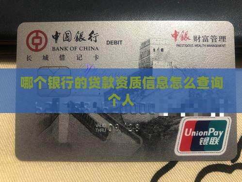 哪个银行的贷款资质信息怎么查询个人
