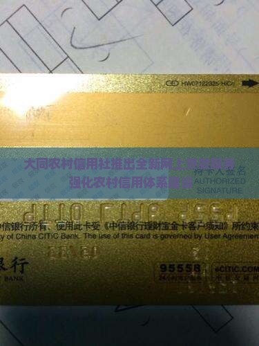 大同农村信用社网上贷款