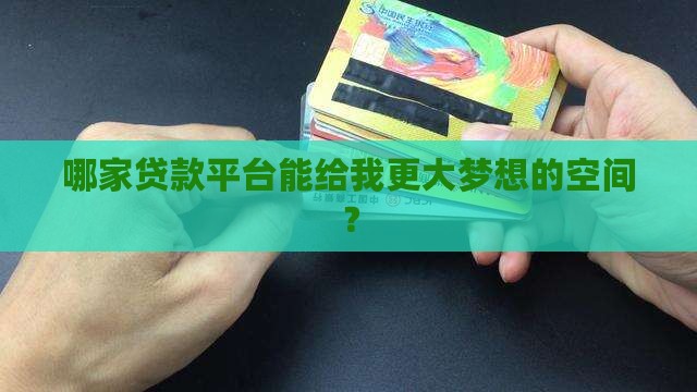 哪家贷款平台能给我更大梦想的空间？