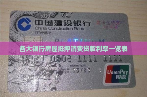 各大银行房屋抵押消费贷款利率一览表