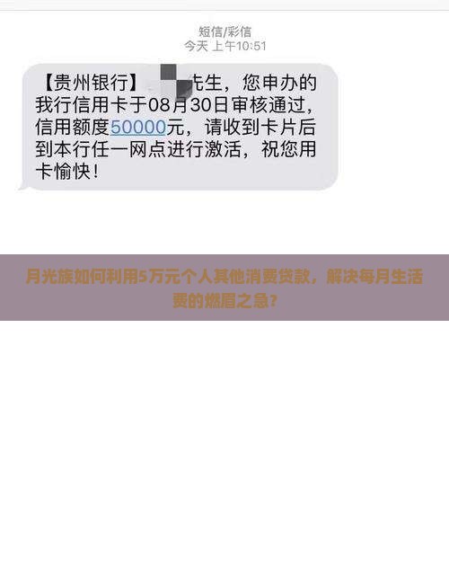 月光族如何利用5万元个人其他消费贷款，解决每月生活费的燃眉之急？