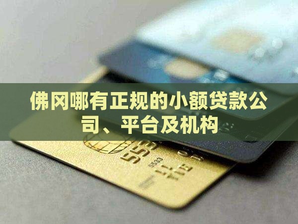 佛冈哪有正规的小额贷款