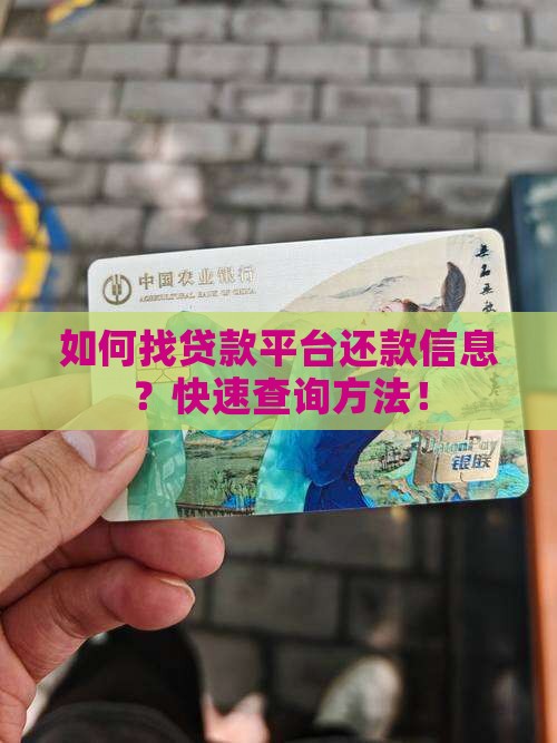 如何找贷款平台还款信息