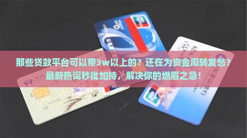 那些贷款平台可以带3w以上的