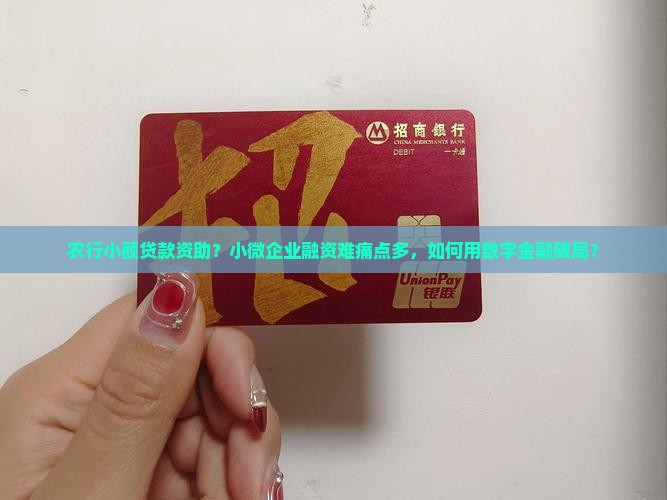 农行小额贷款资助？小微企业融资难痛点多，如何用数字金融破局？