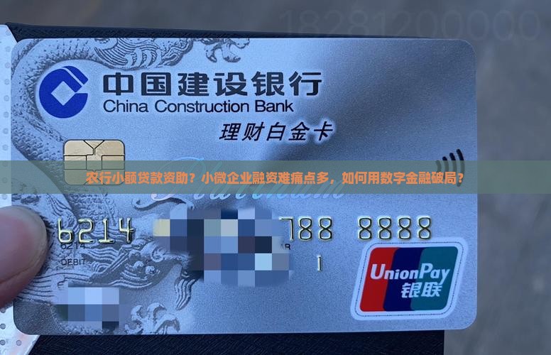 农行小额贷款资助？小微企业融资难痛点多，如何用数字金融破局？