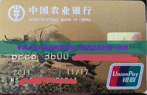 手机上哪儿能轻松贷到款？最受欢迎的银行秘籍！