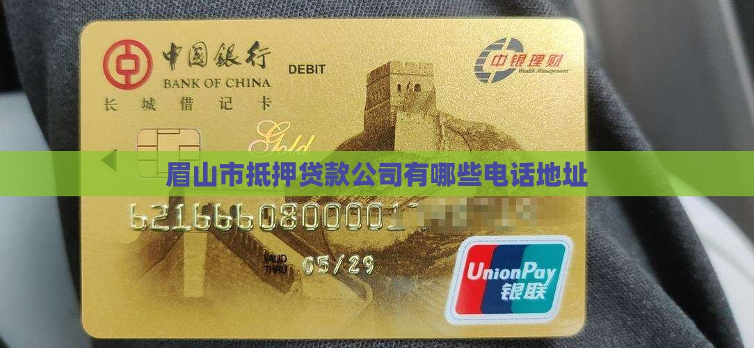 眉山市抵押贷款公司
