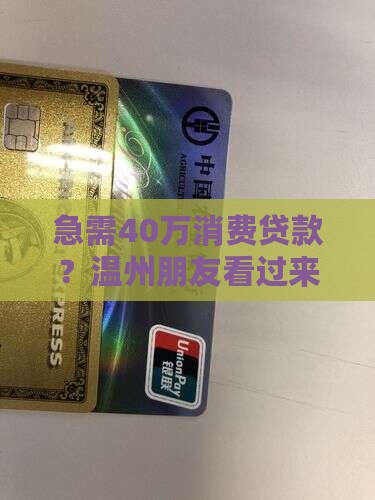 温州消费贷款40万元