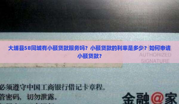 大埔县58同城小额贷款