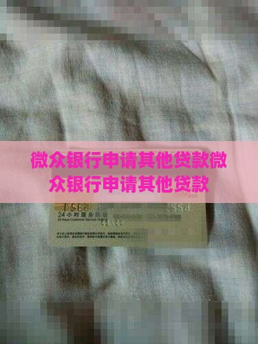 微众银行申请其他贷款