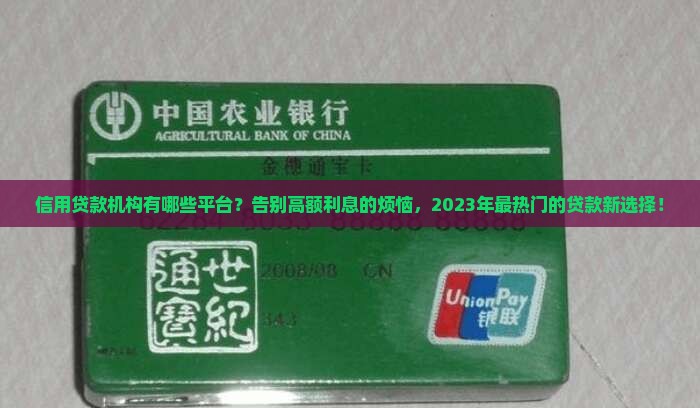 信用贷款机构有哪些平台