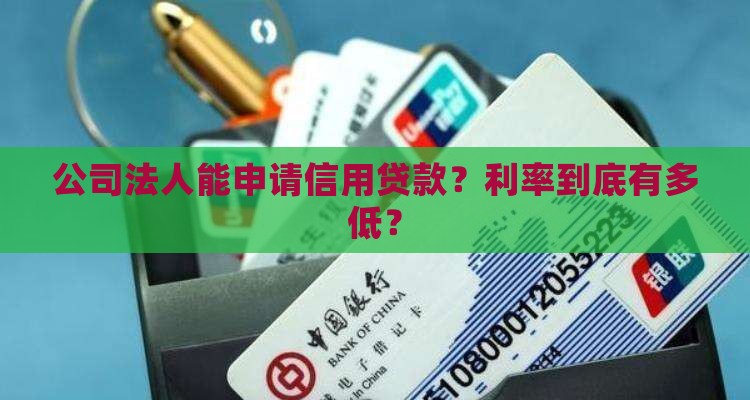 公司法人信用贷款利率