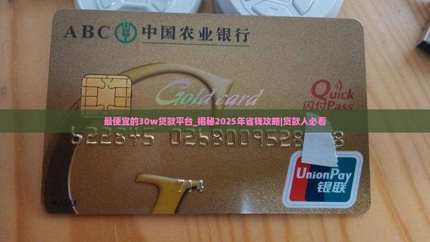 最便宜的30w贷款平台
