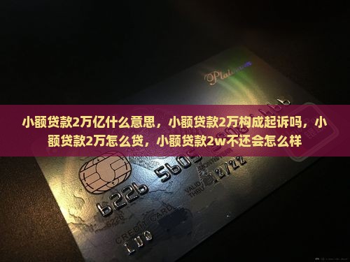 小额贷款2万亿什么意思