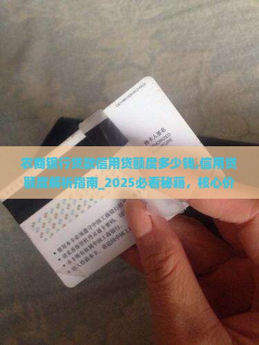 农商银行贷款信用贷额度多少钱