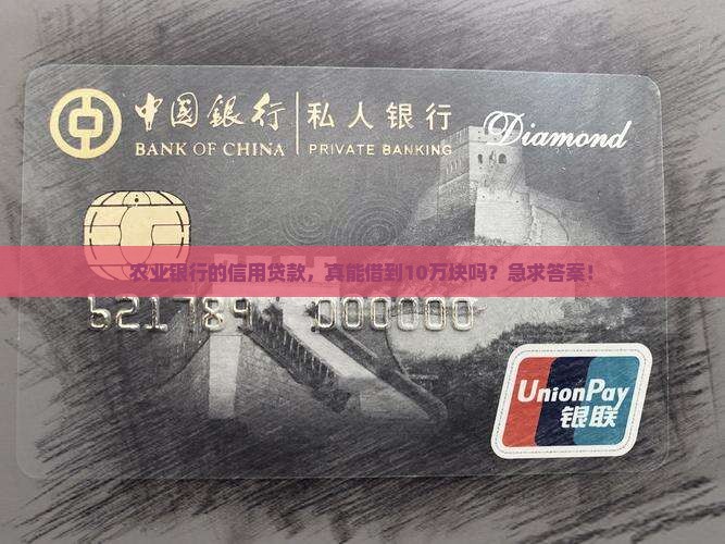 农业银行信用贷款能贷10w吗