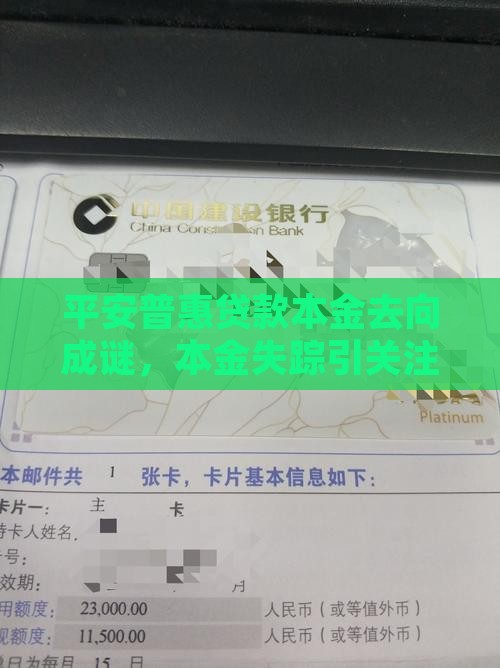 平安普惠贷款没看到本金