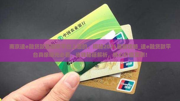南京速e融贷款是哪家平台上面的