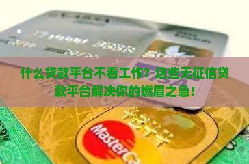 什么贷款平台不看工作