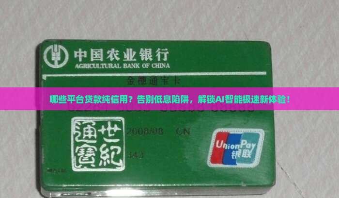 哪些平台贷款纯信用