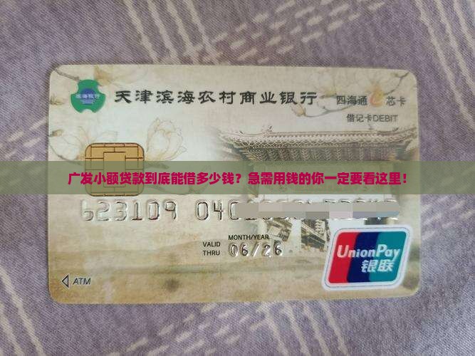 广发小额贷款多少钱