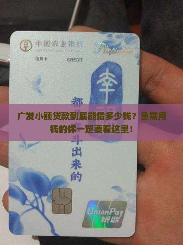 广发小额贷款多少钱