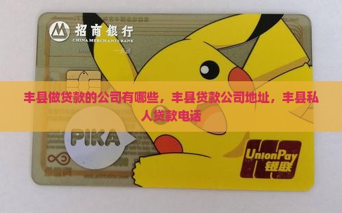 丰县做贷款的公司有哪些