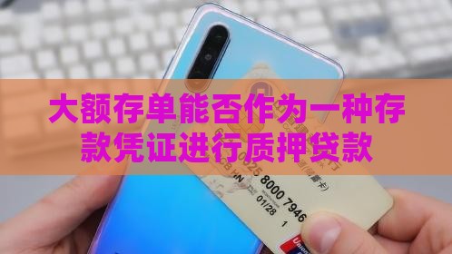 大额存单能否办质押贷款