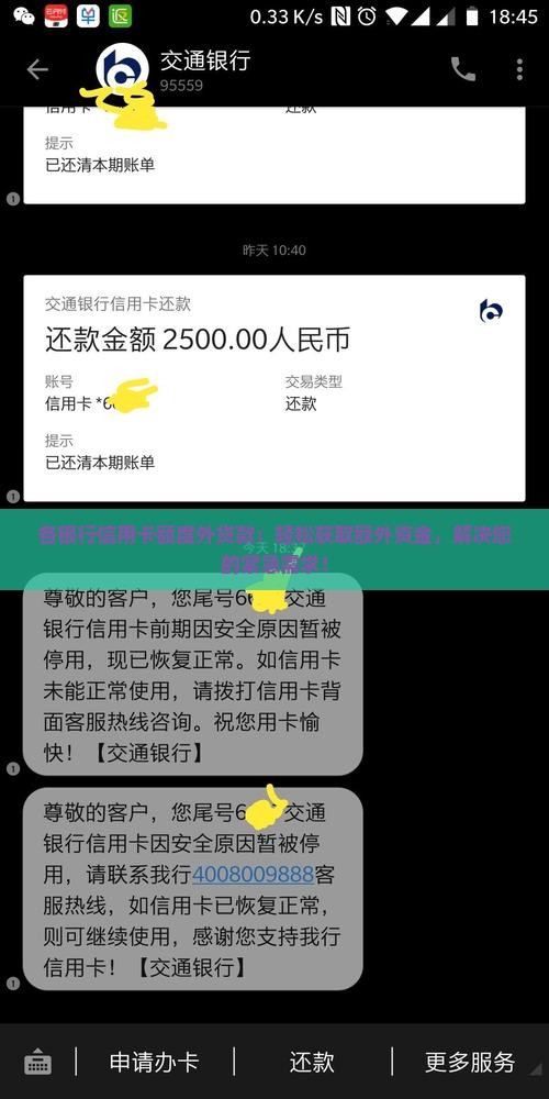 各银行信用卡额度外贷款