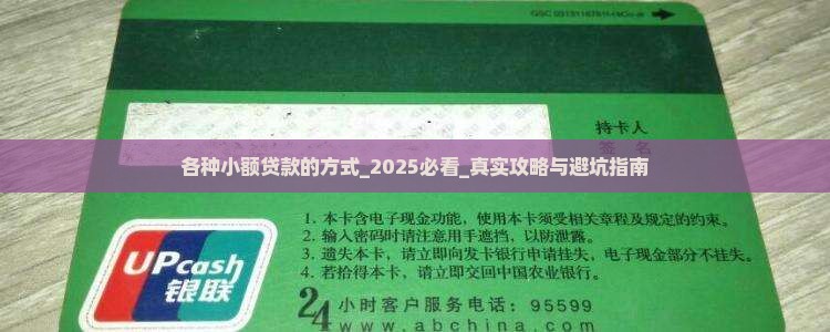 各种小额贷款的方式