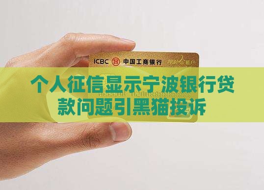 个人征信显示宁波银行贷款问题引黑猫投诉