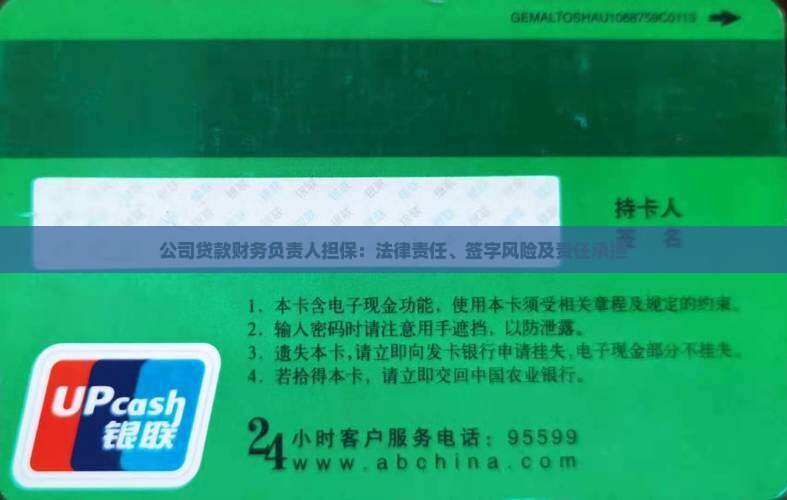 公司贷款财务负责人担保：法律责任、签字风险及责任承担