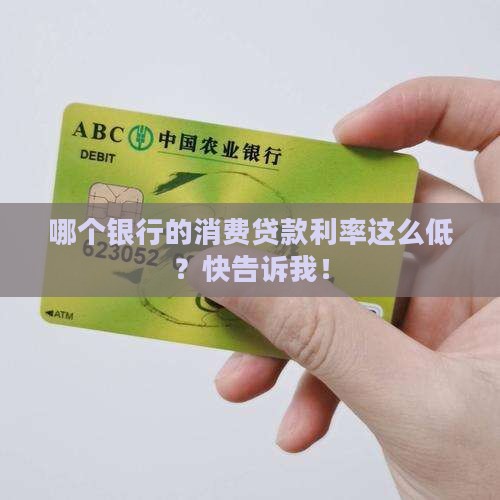 哪个银行消费贷款利率