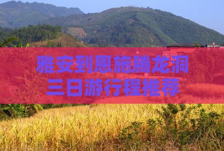 雅安到恩施腾龙洞三日游行程推荐