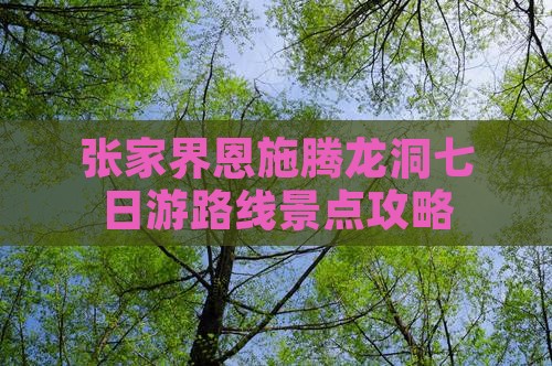 张家界去恩施腾龙洞七日游 张家界去恩施腾龙洞七日游