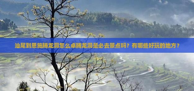 汕尾到恩施腾龙洞怎么卓腾龙洞是必去景点吗？有哪些好玩的地方？