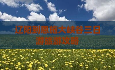 辽阳到恩施大峡谷三日游