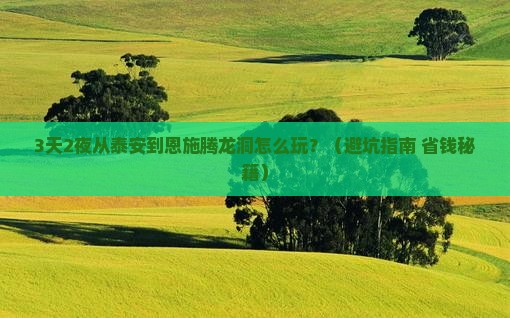 泰安去恩施腾龙洞攻略