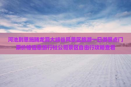 河池到恩施腾龙洞大峡谷风景区旅游一日游景点门票价格信息旅行社公司景区自由行攻略查看