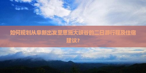 如何规划从阜新出发至恩施大峡谷的二日游行程及住宿建议？