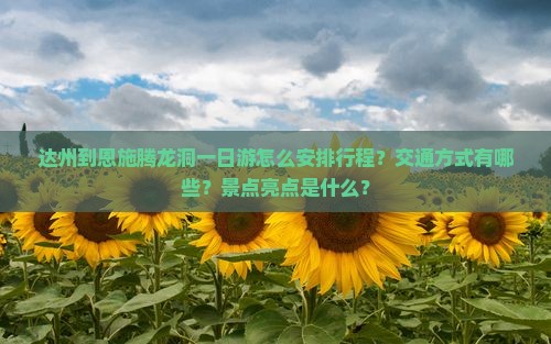 达州到恩施腾龙洞一日游怎么安排行程？交通方式有哪些？景点亮点是什么？
