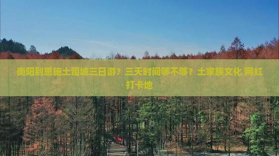 衡阳到恩施土司城三日游？三天时间够不够？土家族文化+网红打卡地